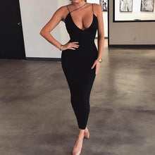 Load image into Gallery viewer, Sling V-neck Slim Fit Bodycon Long Dress
