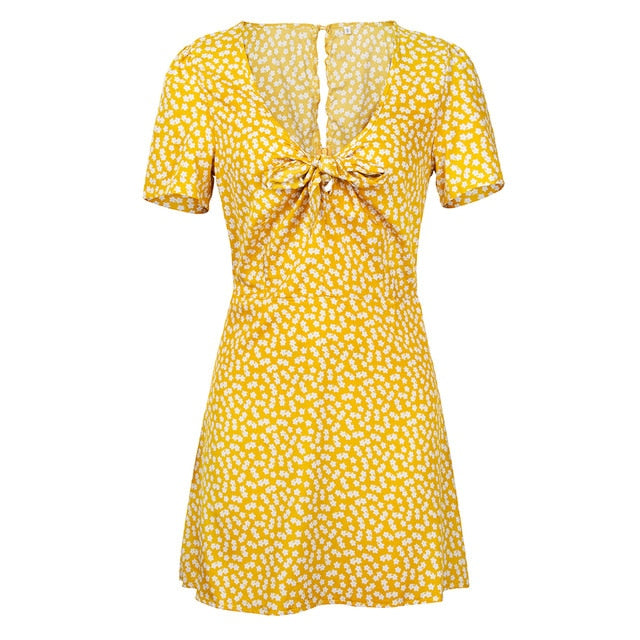 Women’s Short Sleeve Wrap Floral Mini Dress