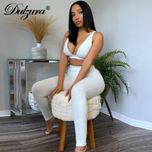 Load image into Gallery viewer, Ribbed Women 2 Pieces V Neck Bra Leggings Set

