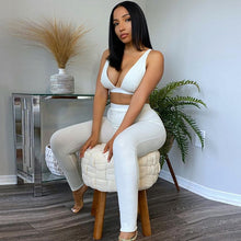 Load image into Gallery viewer, Ribbed Women 2 Pieces V Neck Bra Leggings Set
