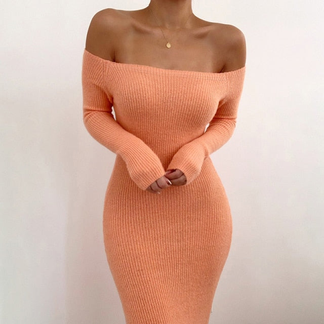 Long Sleeve Strapless Off Shoulder Dress