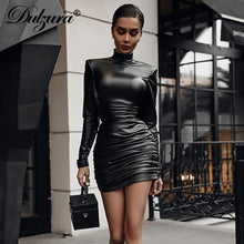 Load image into Gallery viewer, Ruched Turtleneck Long Sleeve Bodycon Bandage dress
