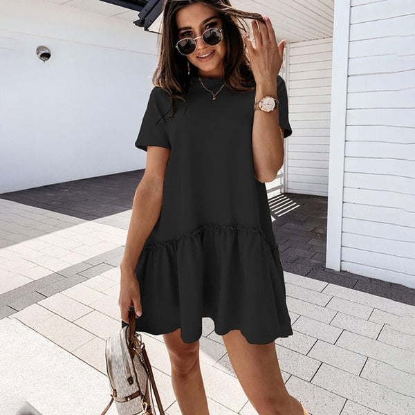 Short sleeve clearance ruffle hem dress