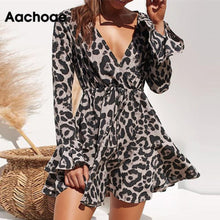 Load image into Gallery viewer, Leopard Print A-line Mini Party Dress
