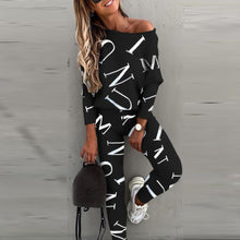 Load image into Gallery viewer, Casual Outfit Letters Print two piece tracksuit
