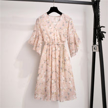 Load image into Gallery viewer, Chiffon V-Neck Floral Print Short Dress
