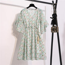 Load image into Gallery viewer, Chiffon V-Neck Floral Print Short Dress
