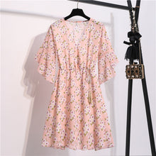 Load image into Gallery viewer, Chiffon V-Neck Floral Print Short Dress
