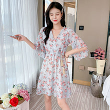 Load image into Gallery viewer, Chiffon V-Neck Floral Print Short Dress
