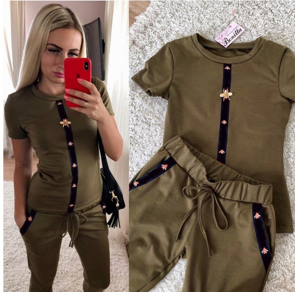 short sleeve two piece tracksuit