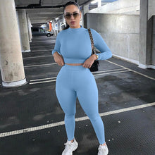 Load image into Gallery viewer, Women’s Two Piece Set Long Sleeve Crop Top with Leggings
