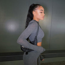 Load image into Gallery viewer, Women’s Two Piece Set Long Sleeve Crop Top with Leggings
