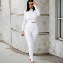 Load image into Gallery viewer, Women’s Two Piece Set Long Sleeve Crop Top with Leggings
