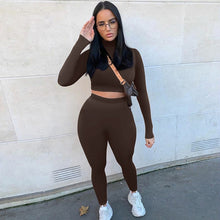 Load image into Gallery viewer, Women’s Two Piece Set Long Sleeve Crop Top with Leggings
