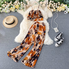 Load image into Gallery viewer, Printed Short Camisole &amp; Pleated High-waist Wide-leg Pants

