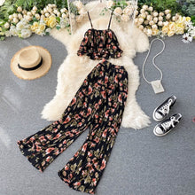 Load image into Gallery viewer, Printed Short Camisole &amp; Pleated High-waist Wide-leg Pants

