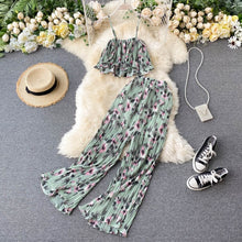 Load image into Gallery viewer, Printed Short Camisole &amp; Pleated High-waist Wide-leg Pants
