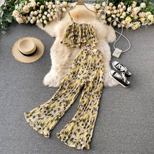 Load image into Gallery viewer, Printed Short Camisole &amp; Pleated High-waist Wide-leg Pants
