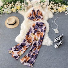 Load image into Gallery viewer, Printed Short Camisole &amp; Pleated High-waist Wide-leg Pants
