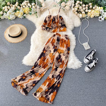 Load image into Gallery viewer, Printed Short Camisole &amp; Pleated High-waist Wide-leg Pants
