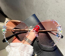 Load image into Gallery viewer, Vintage Rimless Rhinestone Sunglasses

